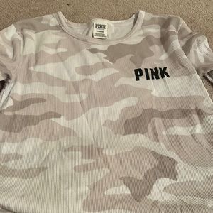 Victoria Secret Pink waffle tee light camouflage